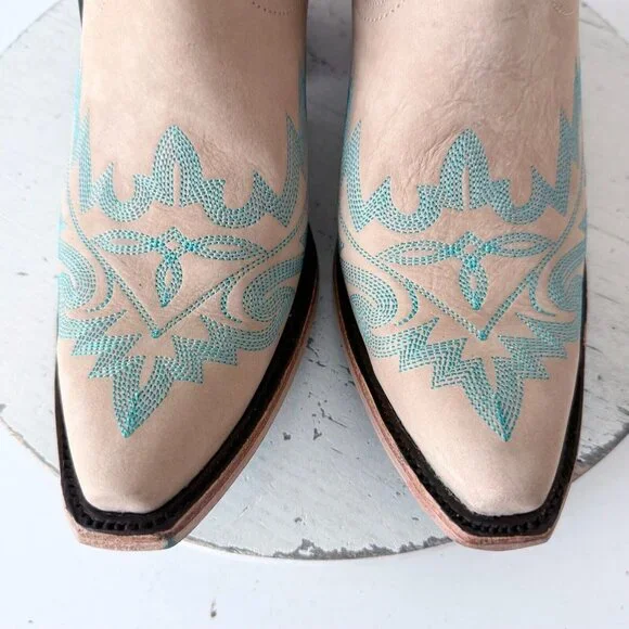 Lane LEXINGTON Womens Cowboy Bootie Sz 9 Sand and Stream Western Cowgirl Boots - Picture 6 of 13